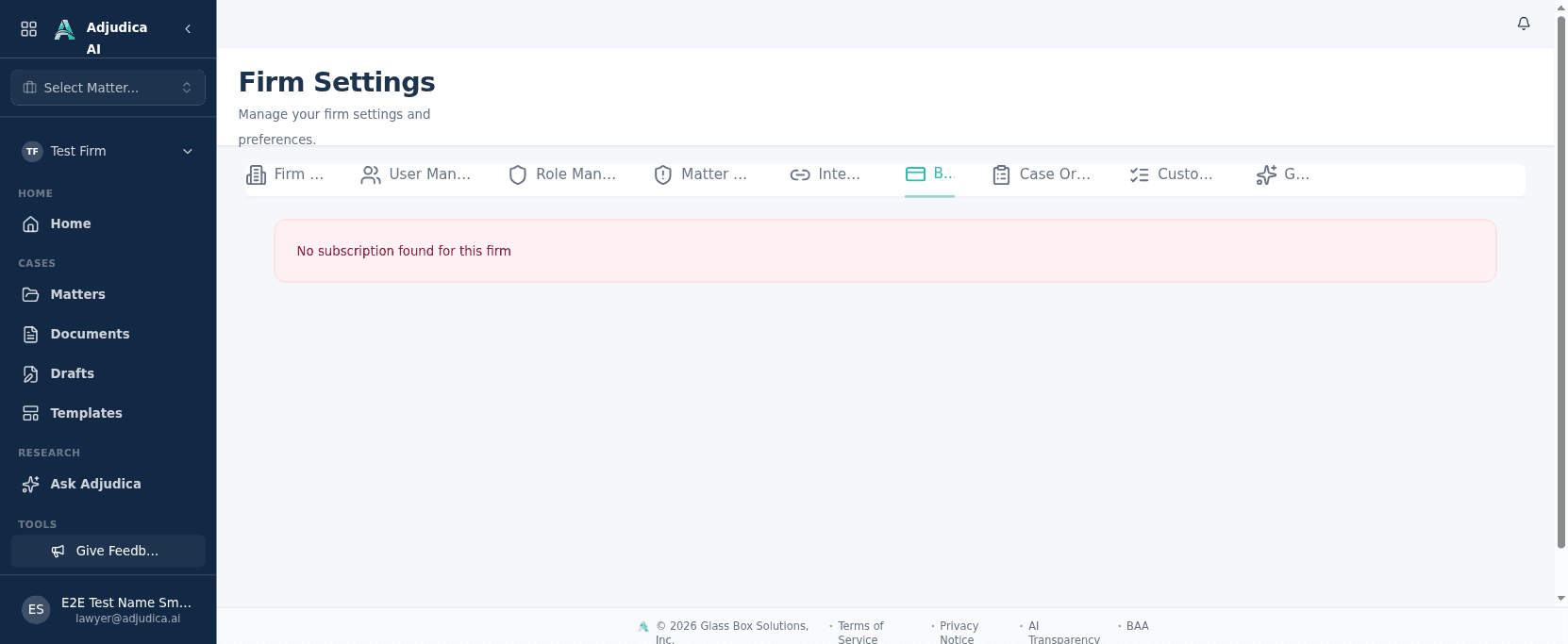 Billing settings